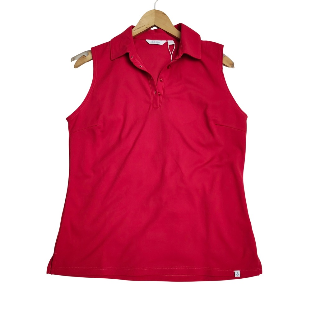 Lady Hagen Womens Pique Sleeveless Golf Polo Raspberry Jam Pink HydroDri Medium - Picture 8 of 9